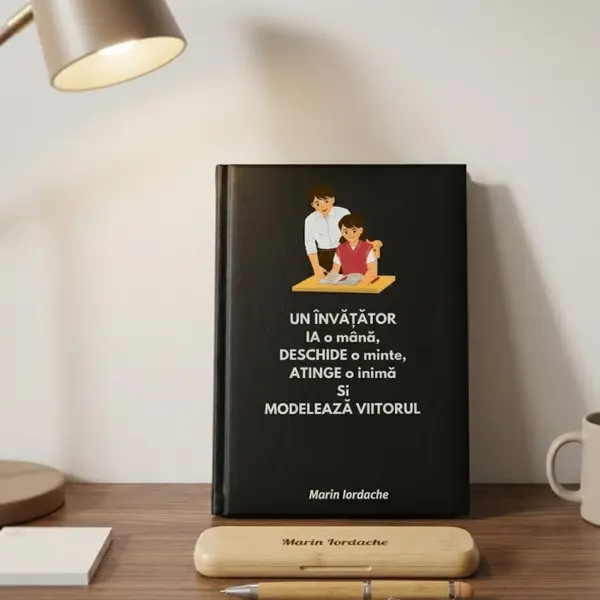 Cadou pentru Invatator- Agenda personalizata + set scris