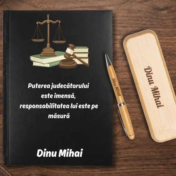Cadou pentru Judecator- Agenda personalizata + set scris