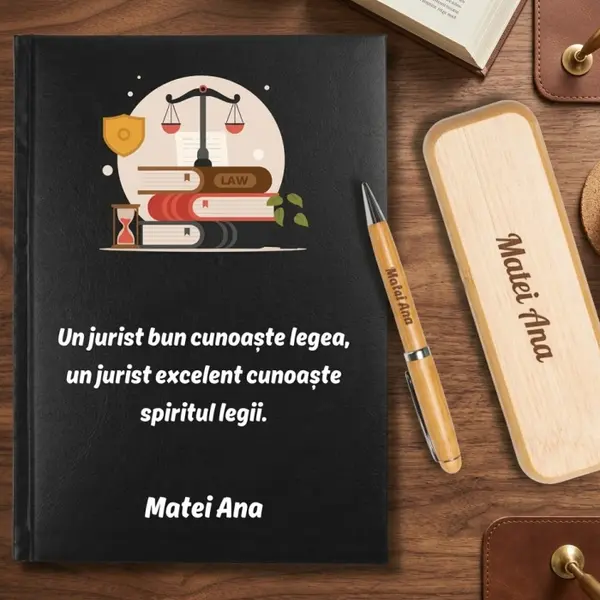 Cadou pentru Jurist- Agenda personalizata + set scris