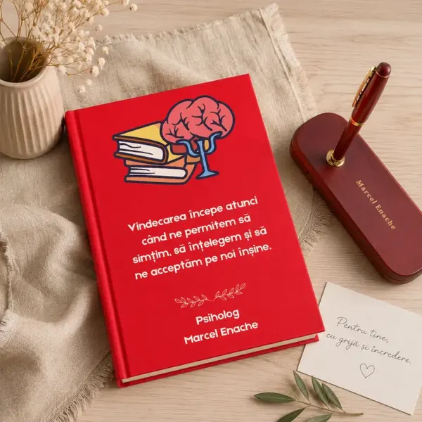 Cadou pentru psiholog- Agenda personalizata + Set scris