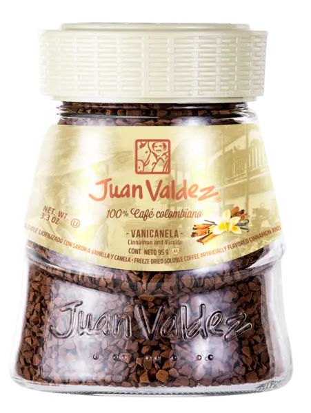 Cafea solubila liofilizata Vanilie si Scortisoara, 95g, Juan Valdez