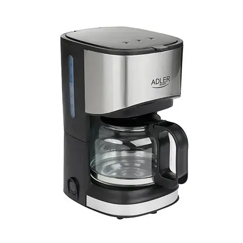 Cafetiera Adler AD 4407, Sticla/Inox, 550 W, Recipient de 0.7 l, Sistem anti-picurare, Filtru detasabil (Negru/Argintiu)