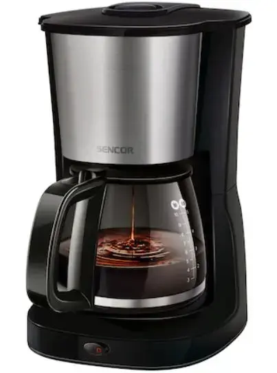 Cafetiera Sencor SCE 3050SS, 1000 W, 1.25 L, Recipient sticla (Negru/Argintiu)