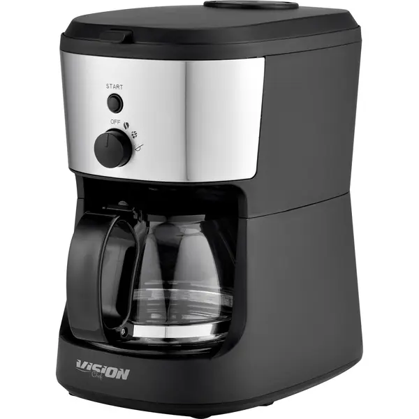 Cafetiera Vision Chef VFCRI01N, 650W, 0.75l, Rasnita integrata, Mentinere la cald, Oprire automata, Negru/Argintiu