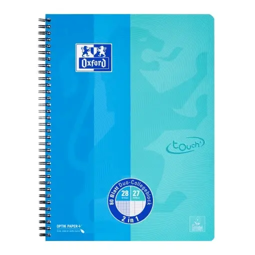 Caiet A4+ 80 file dictando+matematica albastru Touch duo Oxford Caiet A4+ 80 file dictando+matematica albastru Touch duo Oxford