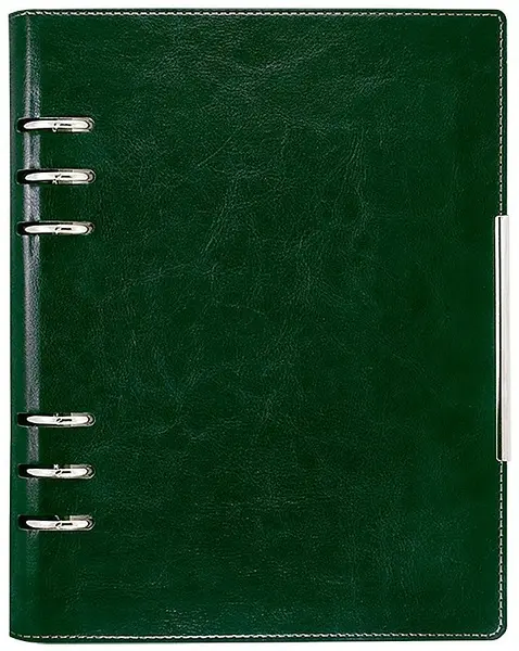 Caiet-agenda din piele Lemax Novaskin - A5, verde, cu inele și mecanism