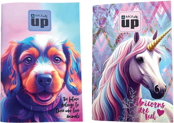 Caiet Back Me Up - Pastel Unicorn/Puppy, B5, 40 coli , sortiment