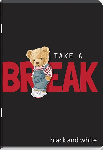 Caiet Black&White Bear - A5, 40 de file, dictando, model asortat