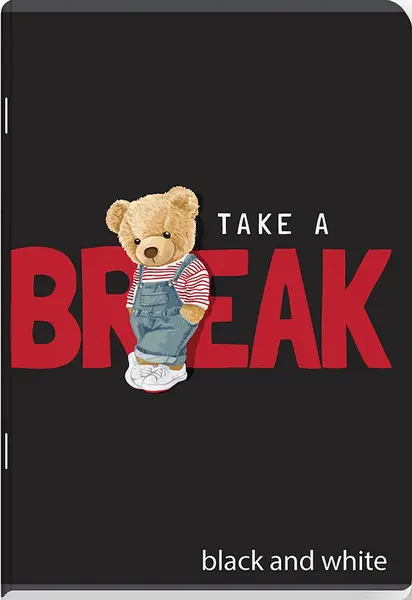 Caiet Black&White Bear - A5, 40 foi, pătrate mici, sortiment