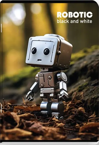 Caiet Black&White Robotic - A5, 24 foi, rânduri înguste și late, sortiment