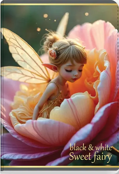 Caiet Black&White Sweet Fairy - A5, 24 foi, rânduri înguste și late, sortiment