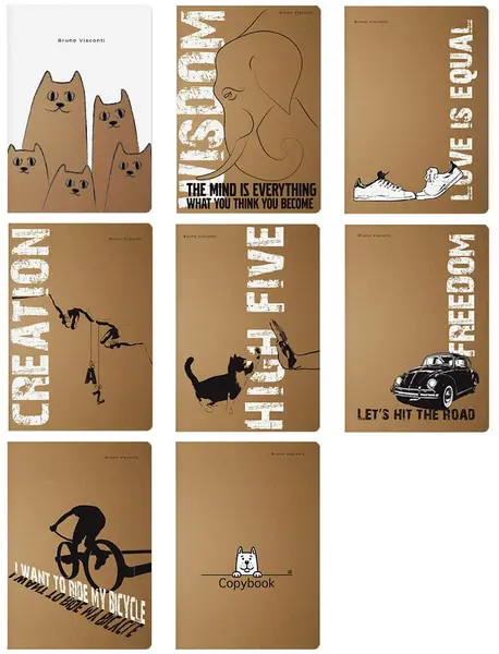 Caiet Bruno Visconti - Kraft World, A5, rânduri largi, 40 coli , sortiment