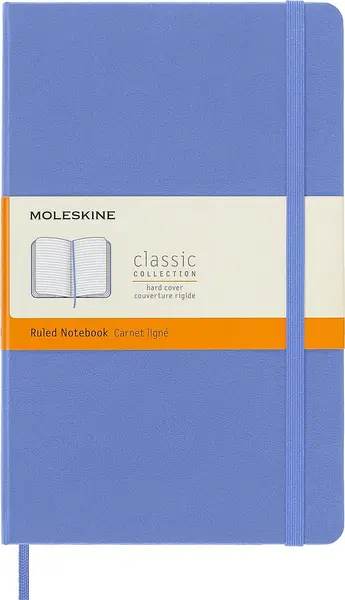 Caiet cu copertă tare Moleskine Classic Ruled - Hydrangea Blue, rânduri