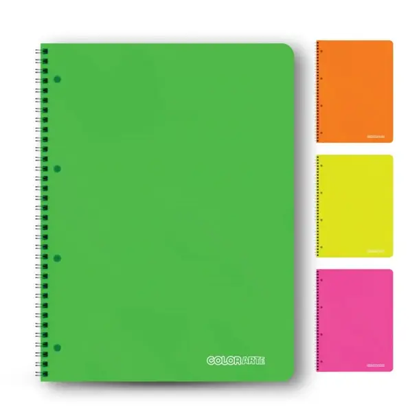 Caiet cu spirala A4, 100 file, matematica, colturi rotunjite, coperta plastic 350microni, 70g mp,diverse culori