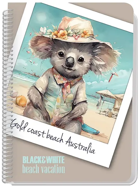 Caiet cu spirală Black&White Beach Vacation - A5, 60 foi, sortiment