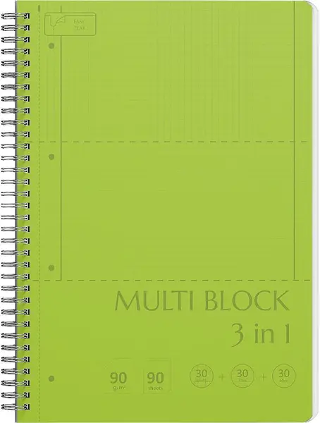Caiet cu spirală Ilijanum Multiblock - A4, 90 foi, sortiment