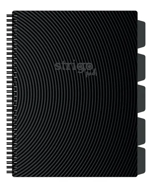 Caiet cu Spirala si Separatoare Strigo Pads Project Book Basic A4, Matematica, Gri Inchis