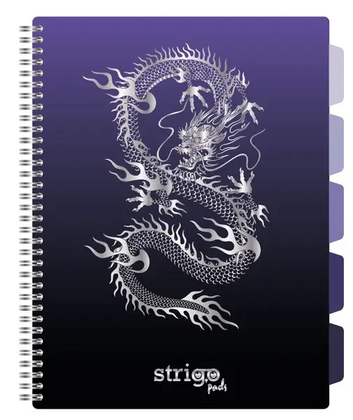 Caiet cu Spirala si Separatoare Strigo Pads Project Book DRAGON A4, Matematica, Mov