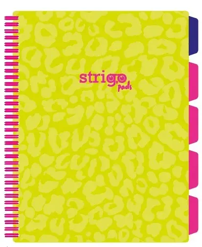 Caiet cu Spirala si Separatoare Strigo Pads Project Book Neon A4, Matematica