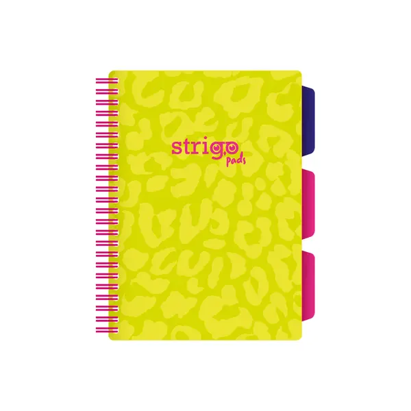 Caiet cu Spirala si Separatoare Strigo Pads Project Book Neon A5, Dictando, Verde Neon