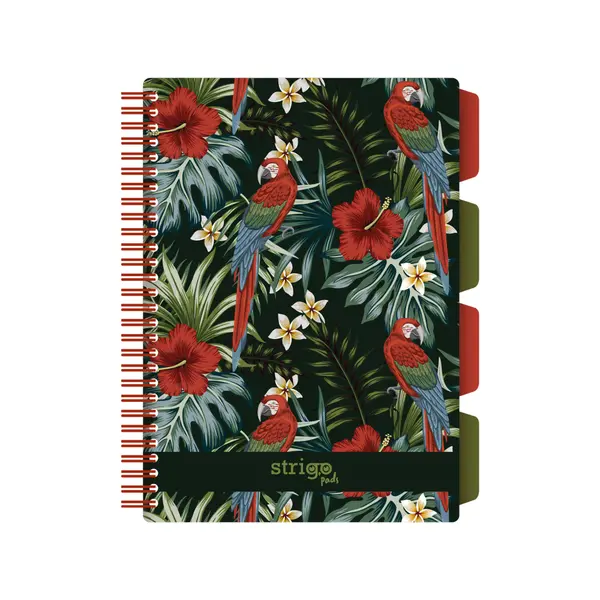 Caiet cu Spirala si Separatoare Strigo Pads Project Book TROPICAL B5, Matematica, Floral