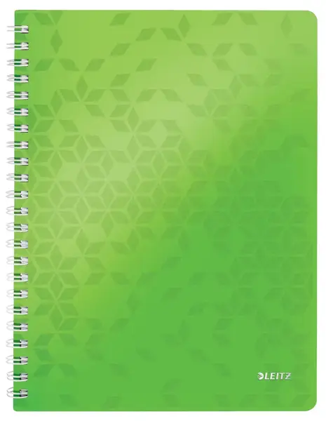 Caiet de birou Leitz Wow A4 coperta PP cu spira 80 file matematica Caiet de birou Leitz Wow A4 coperta PP cu spira 80 file matematica lime