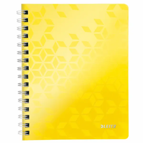 Caiet de birou Leitz Wow A4 coperta PP cu spira 80 file matematica Caiet de birou Leitz Wow A4 coperta PP cu spira 80 file matematica galben metalizat