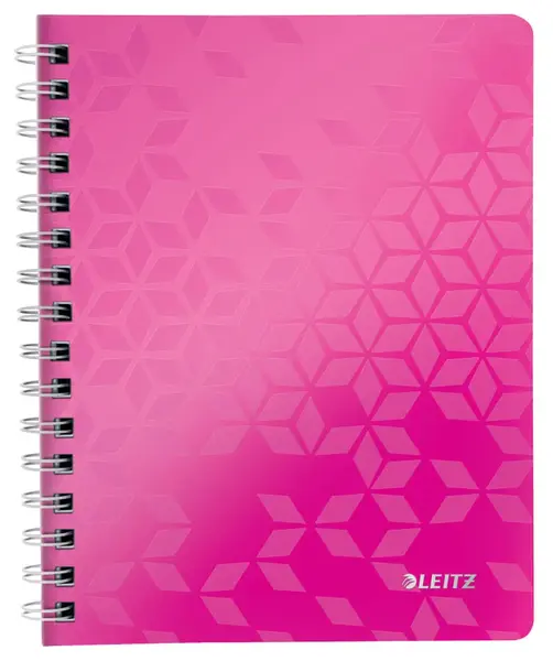 Caiet de birou Leitz WOW A5 coperta PP cu spira 80 file matematica Caiet A5 80F Mate Roz Spira Cop PP WOW Leitz