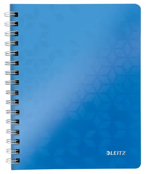 Caiet de birou Leitz WOW A5 coperta PP cu spira 80 file matematica Caiet A5 80F Mate Albastru Spira Cop PP WOW Leitz