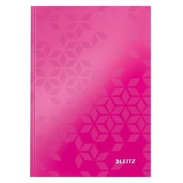 Caiet de birou Leitz WOW, carton laminat, coperta dura, certificare FSC, reciclabil, A5, 80 coli, matematica, roz Caiet de birou Leitz WOW, carton laminat, coperta dura, certificare FSC, reciclabil, A5, 80 coli, matematica, roz