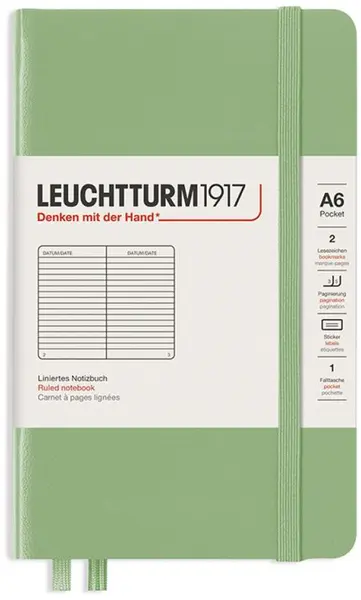 Caiet de buzunar Leuchtturm1917 - A6, cu foi liniare, Sage