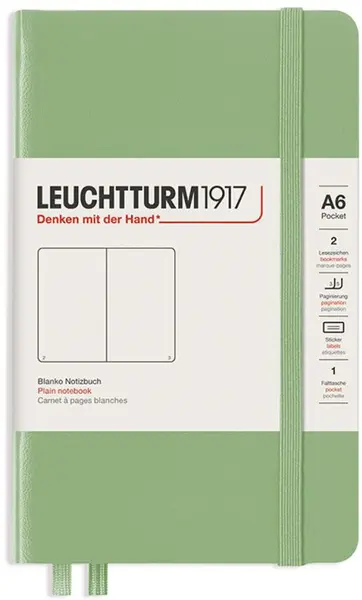 Caiet de buzunar Leuchtturm1917 - A6, foi albe, Sage