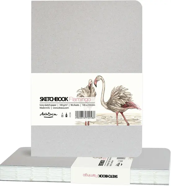 Caiet de schițe Drasca Flamingo - 96 foi, 14.2 x 21 cm