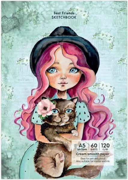 Caiet de schițe Drasca Having a lovely Time - Best friends, A5, 60 de coli