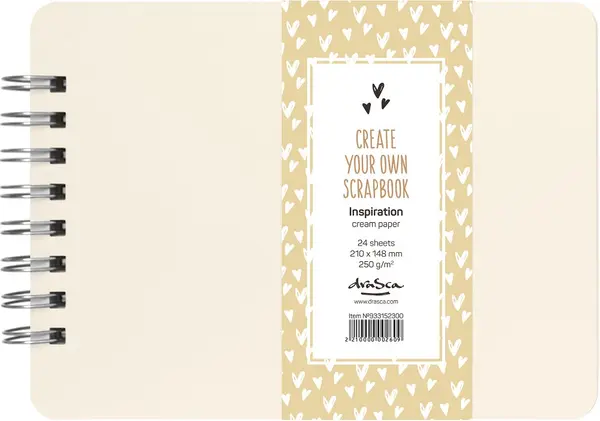 Caiet de schițe pentru desen cu spirală Drasca Inspiration - Cream paper, 24 file, A5