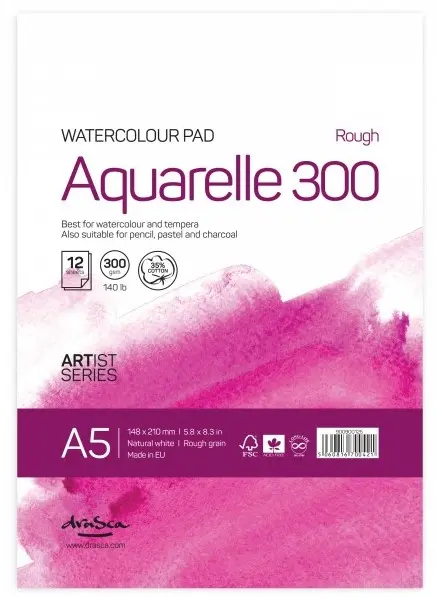 Caiet de schite pentru vopsele acuarele Drasca Watercolour pad - A5, 12 file