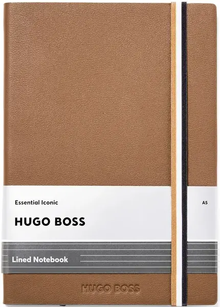 Caiet Hugo Boss Iconic - A5, cu linii, maro