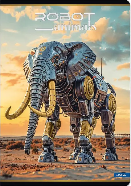 Caiet Lastva Robot Animals - A4, 52 foi, linii largi, sortiment