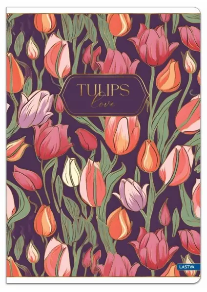 Caiet Lastva Tulips - A4, 52 file, linii largi, sortiment