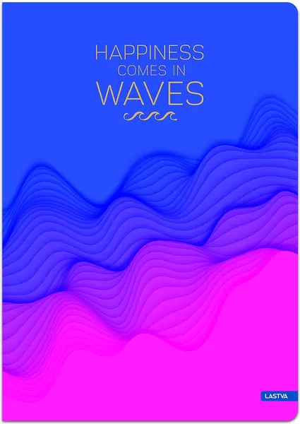 Caiet Lastva - Waves, A5, 96 coli, rânduri late, sortiment