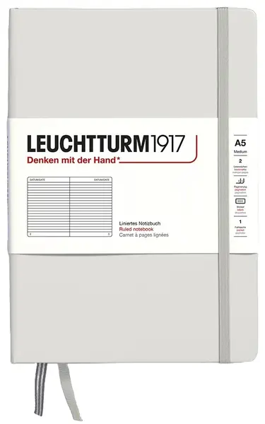 Caiet Leuchtturm1917 Natural Colors - A5, gri, liniat, copertă rigidă