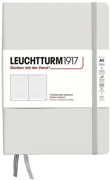 Caiet Leuchtturm1917 Natural Colors - A5, gri, pagini cu puncte, copertă rigidă