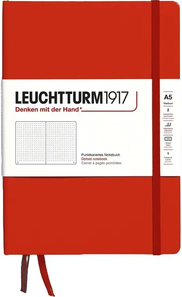 Caiet Leuchtturm1917 Natural Colors - A5, roșu, pagini cu puncte, copertă rigidă