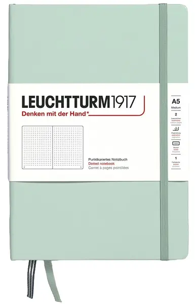 Caiet Leuchtturm1917 Natural Colors - A5, verde deschis, pagini cu puncte, copertă rigidă