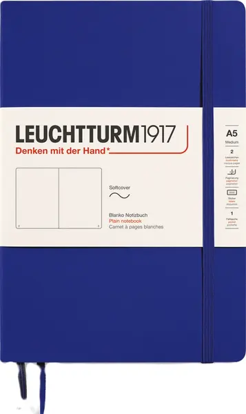 Caiet Leuchtturm1917 New Colours - A5, pagini albe, Ink, copertă moale