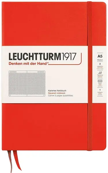 Caiet Leuchtturm1917 New Colours - A5, pagini cu pătrățele, Lobster, coperte rigide