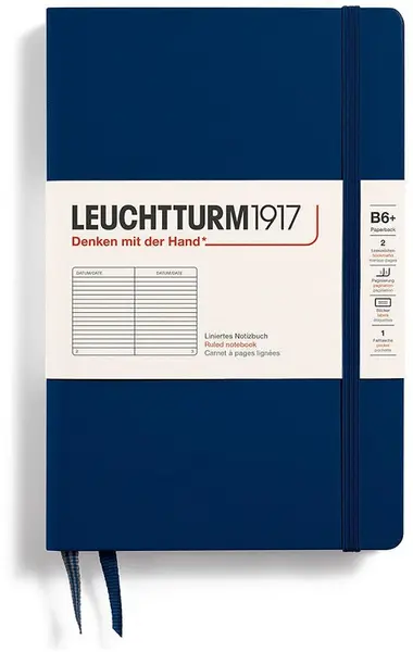 Caiet Leuchtturm1917 Paperback - B6+, albastru, liniat, copertă rigidă