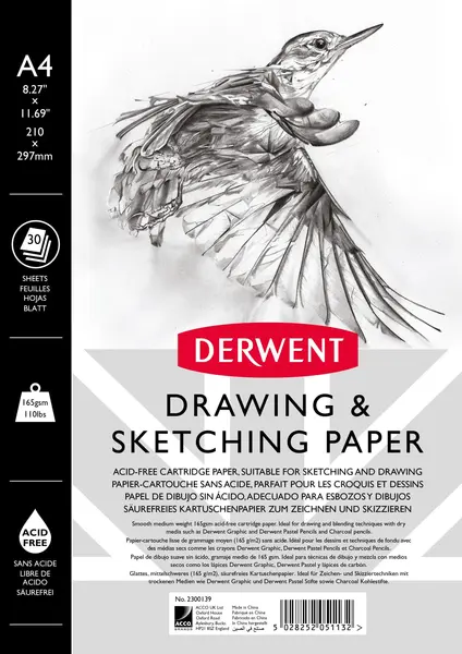 Caiet pentru schite si desen Derwent Professional hartie alba A4 cu spira 30 coli 165 gsm calitate premium Caiet pentru schite si desen Derwent Professional hartie alba A4 cu spira 30 coli 165 gsm calitate premium