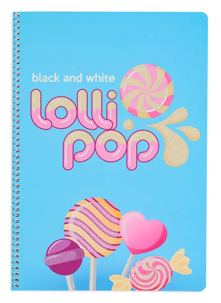 Caiet scolar Black&White Lolly Pop - B5, 2 teme, 80 file