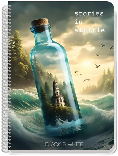 Caiet spiralat Black&White Stories In A Bottle - A4, 80 coli, sortiment